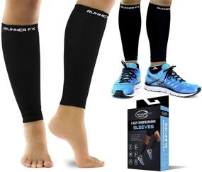 img 4 attached to Pro Compression Calf Sleeves for Men and Women (20-30mmHg) - Instant Leg Pain Relief, Enhanced Circulation and Recovery Support - Ideal Compression Sleeves for Runners, Shin Splints, Cramps