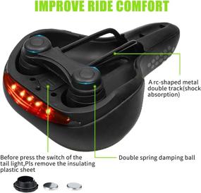 img 1 attached to 🚲 West Biking Black Gel Bike Seat: Comfortable, Breathable, and Waterproof with Memory Foam Padding, Dual Spring Design, Leather, and Taillight for Safety - Fits Most Men and Women Bikes