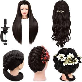 img 1 attached to Headdoll Hair Styling Training Mannequin Head - Brown Color with Stand for Hairdressers' Practice - Cosmetology Dolls Head Training Model Salon Hair Head - Fiber Hairdressing and Makeup Practice Head-Female