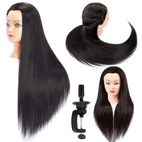 img 4 attached to Headdoll Hair Styling Training Mannequin Head - Brown Color with Stand for Hairdressers' Practice - Cosmetology Dolls Head Training Model Salon Hair Head - Fiber Hairdressing and Makeup Practice Head-Female