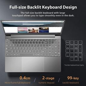 img 3 attached to 💻 Dere Laptop 15.6" Fingerprint Reader, Full-Size Backlit Keyboard, Celeron N5095 Processor, 12GB DDR4+256GB SSD, 1920x1080 FHD Windows 10, 5G WiFi, USB 3.0 MBook M11 Silver