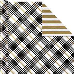 img 1 attached to 🎁 Стильная двусторонняя упаковочная бумага Quad-Pack в черном и золотом цвете, 4 шт. - Hallmark