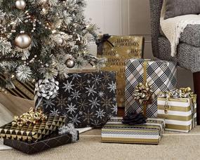 img 3 attached to 🎁 Stylish Reversible Quad-Pack Wrapping Paper in Black and Gold, 4 Pack - Hallmark