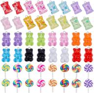 🍬 48-piece assorted color sweet candy gummy bear lollipop diy charm set for girls' bracelets, necklaces, and jewelry making logo