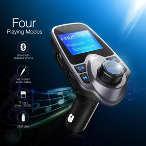 img 3 attached to 🚘 Virfine FM Transmitter for Car - Bluetooth Car Adapter with Hands-Free Calling, 1.44" LCD Display, Music Player, TF Card & USB Flash Drive Support, AUX Input/Output