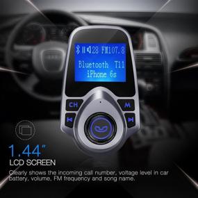 img 2 attached to 🚘 Virfine FM Transmitter for Car - Bluetooth Car Adapter with Hands-Free Calling, 1.44" LCD Display, Music Player, TF Card & USB Flash Drive Support, AUX Input/Output