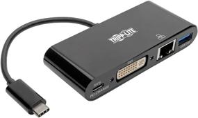 img 4 attached to Tripp Lite USB C to DVI Multiport Adapter Converter Docking Station: Thunderbolt 3 1080p, Gigabit Ethernet, USB-A Hub, USB Type C - Black (U444-06N-DGUB-C)