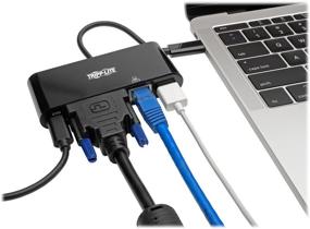 img 3 attached to Tripp Lite USB C to DVI Multiport Adapter Converter Docking Station: Thunderbolt 3 1080p, Gigabit Ethernet, USB-A Hub, USB Type C - Black (U444-06N-DGUB-C)