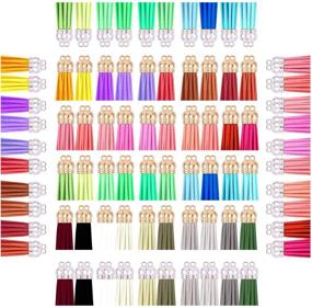 img 4 attached to 🎨 160 pcs Mini Tassel Craft Supplies: Jewelry Making, Keychains - Gold/Silver Caps, 40 Colors