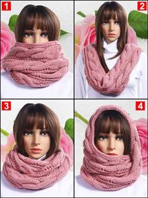 img 2 attached to Winter Warm Knit Set Knitted Women's Accessories