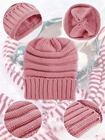 img 3 attached to Winter Warm Knit Set Knitted Women's Accessories