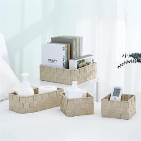 img 2 attached to 📦 Harrage Woven Storage Box Cube Baskets Containers: Ultimate Organizers for Office, Closet, Shelf, and More (Set of 4, Beige)