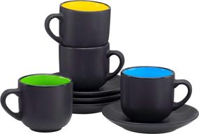 img 4 attached to Bruntmor Exterior Espresso Cups and Saucers: Stylish and Durable Coffee Set