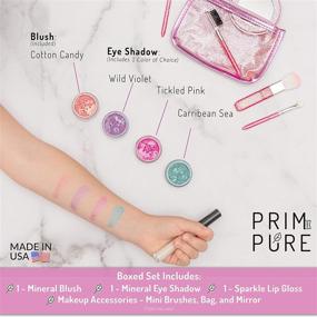 img 2 attached to 💜 Glitter Mineral Makeup Play Set Bundle for Kids - Prim and Pure (Purple) with Brushes and Mirror