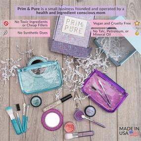 img 3 attached to 💜 Glitter Mineral Makeup Play Set Bundle for Kids - Prim and Pure (Purple) with Brushes and Mirror