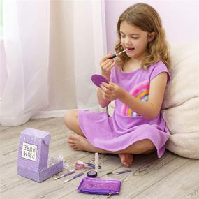 img 1 attached to 💜 Glitter Mineral Makeup Play Set Bundle for Kids - Prim and Pure (Purple) with Brushes and Mirror