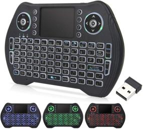 img 4 attached to Convenient Backlit Mini Wireless Keyboard with Touchpad Mouse Combo - Ideal for Google Android TV Box, PC, PAD: Rechargeable Li-ion Battery & Multi-Media Handheld Remote