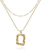 🌟 dainty layered initial 18k gold necklace with geometric square pendant - personalized choker for women and teen girls logo