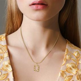 img 2 attached to 🌟 Dainty Layered Initial 18K Gold Necklace with Geometric Square Pendant - Personalized Choker for Women and Teen Girls