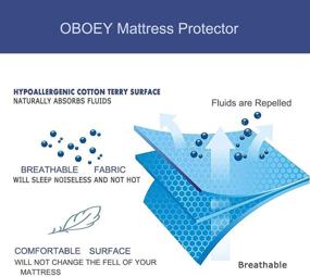 img 2 attached to 🛏️ OBOEY Queen Size Mattress Protector: Ultra Soft, Deep Pocket, Noiseless Cotton Terry Surface Cover