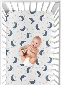 img 1 attached to 🌙 Navy Blue and Gold Watercolor Celestial Sky Fitted Crib Sheet by Sweet Jojo Designs - Versatile for Baby or Toddler Bed Nursery
