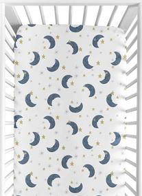 img 4 attached to 🌙 Navy Blue and Gold Watercolor Celestial Sky Fitted Crib Sheet by Sweet Jojo Designs - Versatile for Baby or Toddler Bed Nursery