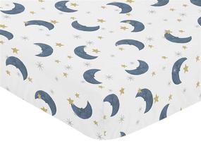 img 2 attached to 🌙 Navy Blue and Gold Watercolor Celestial Sky Fitted Crib Sheet by Sweet Jojo Designs - Versatile for Baby or Toddler Bed Nursery
