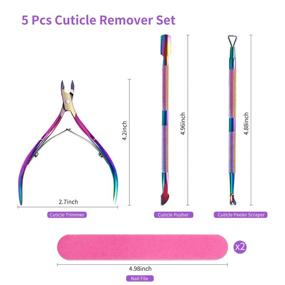 img 3 attached to 🌈 Rainbow Cuticle Trimmer Set with Manicure Tools, Nail Clipper, and Cuticle Remover - 5Pcs Nipper Kit