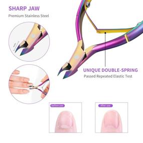 img 1 attached to 🌈 Rainbow Cuticle Trimmer Set with Manicure Tools, Nail Clipper, and Cuticle Remover - 5Pcs Nipper Kit