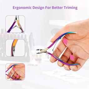 img 2 attached to 🌈 Rainbow Cuticle Trimmer Set with Manicure Tools, Nail Clipper, and Cuticle Remover - 5Pcs Nipper Kit