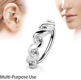 img 1 attached to 💎 Stylish MoBody 3-Pack 20G Nose Ring Set - Paved CZ Crawler Surgical Steel Hoops (8mm)