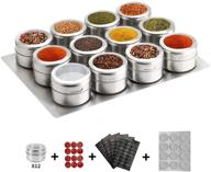 🧲 12 stainless steel magnetic spice tins | wall mounted spice jar organizer | new magnetic spice jar containers | 120 labelling stickers included логотип