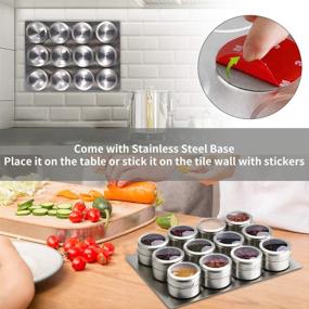 img 2 attached to 🧲 12 Stainless Steel Magnetic Spice Tins | Wall Mounted Spice Jar Organizer | New Magnetic Spice Jar Containers | 120 Labelling Stickers Included