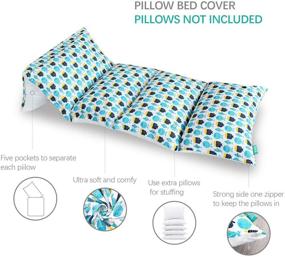 img 1 attached to 🐠 Pillow Bed Floor Lounger Cover - Ideal for Reading, Playing Games, and Sleepover Parties - Machine Washable - Fish Design (Requires 5 Queen/Standard Pillows)