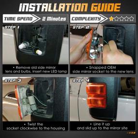 img 1 attached to 🚦 HERCOO Линзы подсветки боковых зеркал с поворотниками на LED для моделей F250 F350 F450 серии Super Duty 2008-2016 – набор из 2 штук, амбер и белый цвет