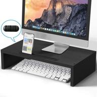 bameos monitor stand - computer riser desk organizer stand - desktop printer stand for laptop - computer storage shelf & screen holder - 16.5 inches with cable management - phone holder logo