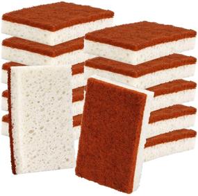 img 4 attached to Environmentally-Friendly Natural Plant-Based Scrub Sponge 12 Pack: Palm Fiber Biodegradable Compostable Sponges for Non-Scratch Dishwashing & Kitchen Scrubbing