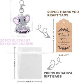 img 3 attached to 🐘 20 Sets of MOVINPE It's a Girl Baby Shower Reusable Party Favors – Pink Baby Elephant Keychains with Organza Bags and Thank You Kraft Tags for Elephant Theme Party Supplies, Perfect for Girls Kids Party