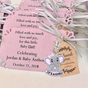 img 1 attached to 🐘 20 Sets of MOVINPE It's a Girl Baby Shower Reusable Party Favors – Pink Baby Elephant Keychains with Organza Bags and Thank You Kraft Tags for Elephant Theme Party Supplies, Perfect for Girls Kids Party