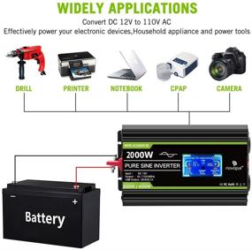 img 2 attached to Novopal 2000W Pure Sine Wave Power Inverter 12V DC to 110V/120V AC Converter - 4 AC Outlets Car Inverter with 1 USB Port, Remote Control, LCD Display & Dual Cooling Fans - Ideal Inverter for CPAP, RV and More