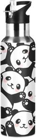 img 4 attached to 🐼 WELLDAY Cartoon Panda Water Bottle - Double Wall Vacuum Insulated Flask, Stainless Steel with 20oz Straw Lid