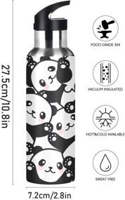 img 3 attached to 🐼 WELLDAY Cartoon Panda Water Bottle - Double Wall Vacuum Insulated Flask, Stainless Steel with 20oz Straw Lid