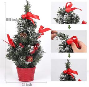 img 3 attached to 🎄 16-Inch Artificial Tabletop Christmas Tree with Ornaments - Mini Pine Tree for Xmas Decorations, Home Decor, Dining Room, Living Room (Red)