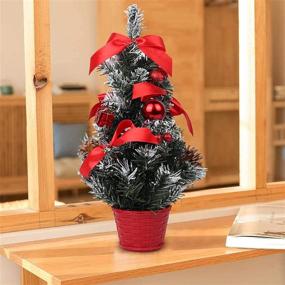 img 1 attached to 🎄 16-Inch Artificial Tabletop Christmas Tree with Ornaments - Mini Pine Tree for Xmas Decorations, Home Decor, Dining Room, Living Room (Red)