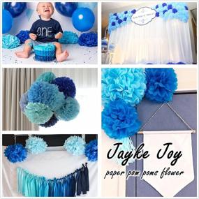img 2 attached to 🎉 12 Piece Blue Mix Tissue Pom Poms Kit – Perfect for Birthday, Boy Baby Shower, Nursery, Graduation, Bachelorette Party Decorations