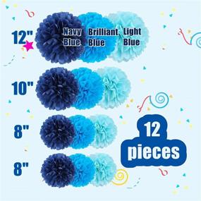 img 3 attached to 🎉 12 Piece Blue Mix Tissue Pom Poms Kit – Perfect for Birthday, Boy Baby Shower, Nursery, Graduation, Bachelorette Party Decorations