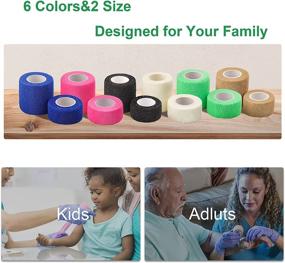 img 1 attached to Yolaist Self Adhesive Bandage Wraps - 12 Pack, 6 Colors, Breathable Cohesive Bandage for First Aid, Pet, Sports - 1''x 5 Yards & 2''x 5 Yards - Non-Woven Self Adherent Tape (6 Rolls)