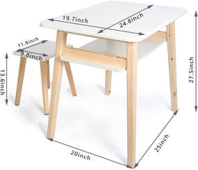 img 3 attached to 🪑 YueLake Children's Furniture Set - 1 Craft Table &amp; 1 Kids Chair with Natural Wooden Legs, Suitable for Girls, Boys, and Toddlers (White)