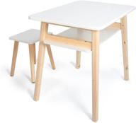 🪑 yuelake children's furniture set - 1 craft table &amp; 1 kids chair with natural wooden legs, suitable for girls, boys, and toddlers (white) logo