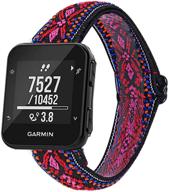 ремешок, совместимый с garmin forerunner 35, эластичный браслет с вышивкой, петля, регулируемый ремешок для forerunner 35/30 (богемский красный 1) логотип